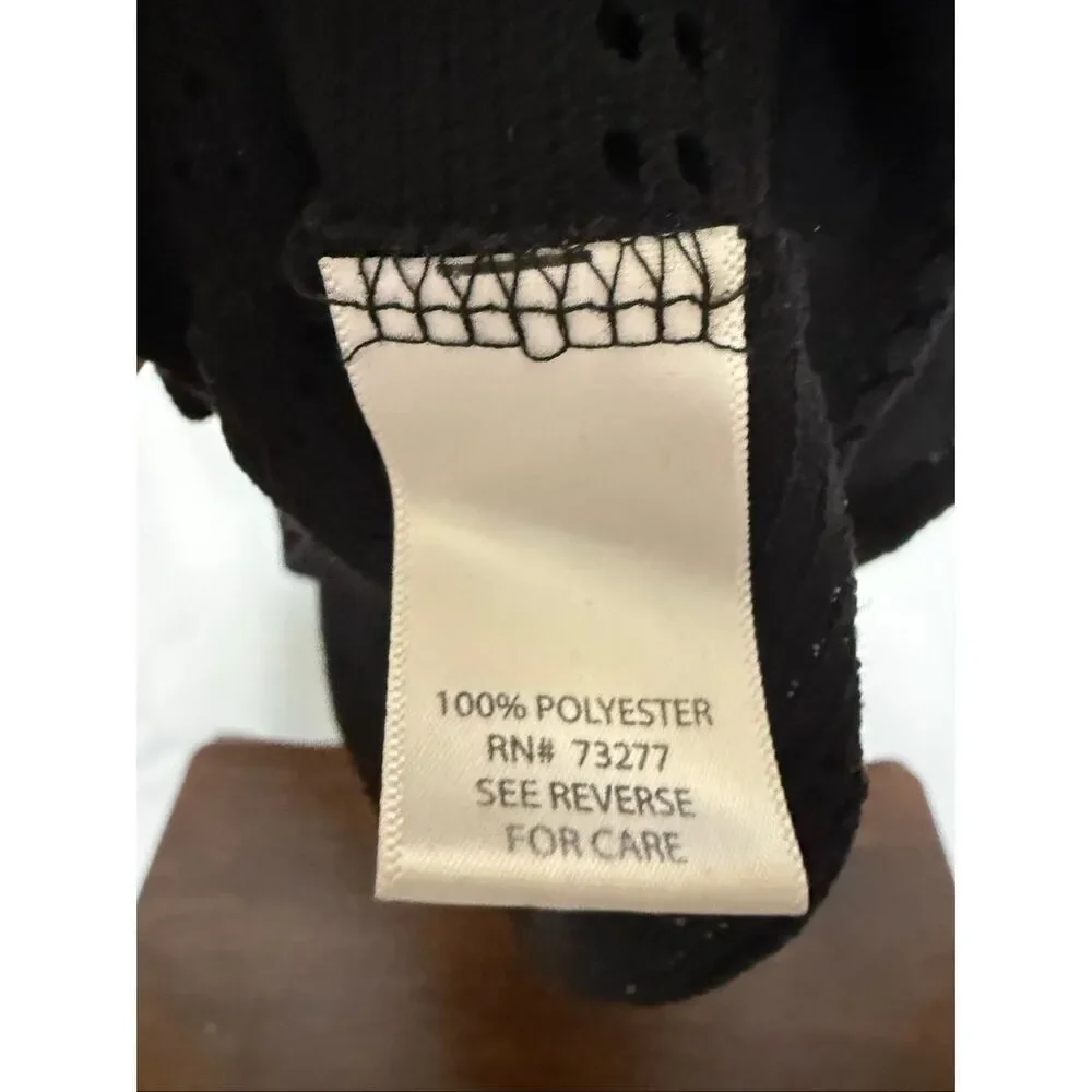 Croft & Barrow black open knit zip front hooded swim cover up size medium